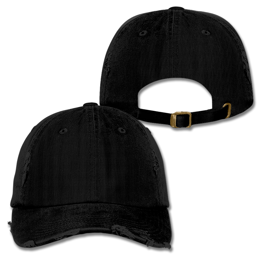 Custom Black Distressed Dad Hat