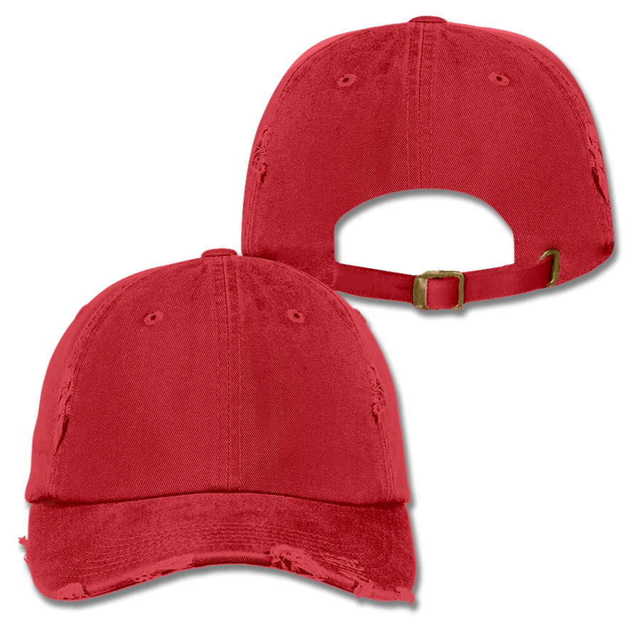 Custom Red Distressed Dad Hat