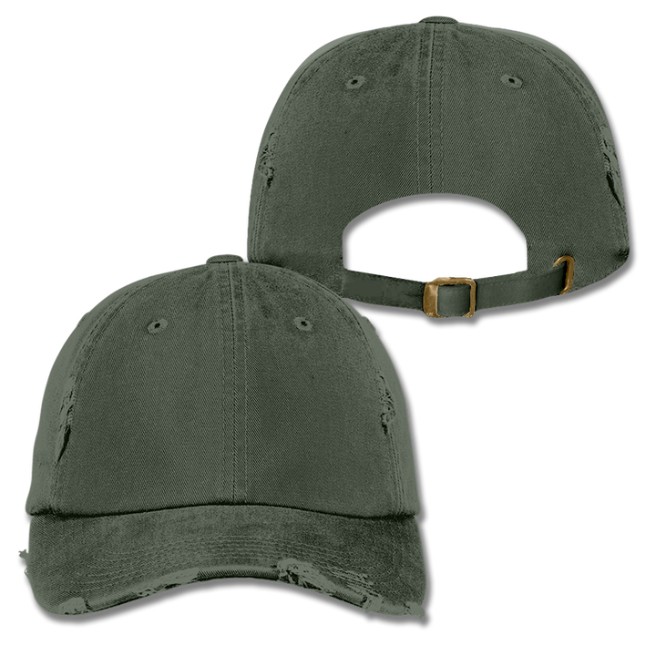 Custom Olive Green Distressed Dad Hat