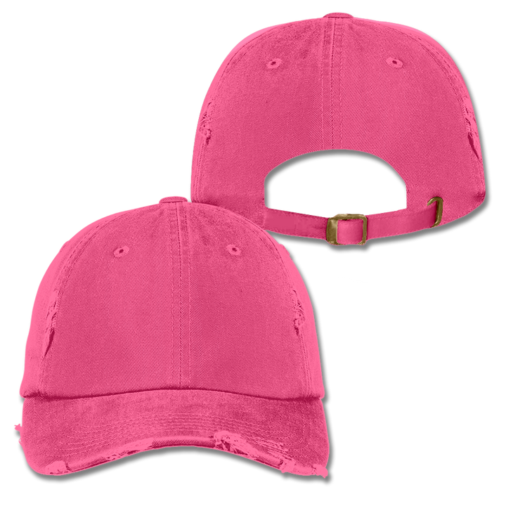 Custom Hot Pink Distressed Dad Hat