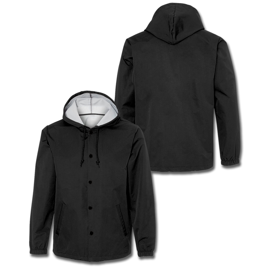 Custom Black Hooded Coaches Jacket
