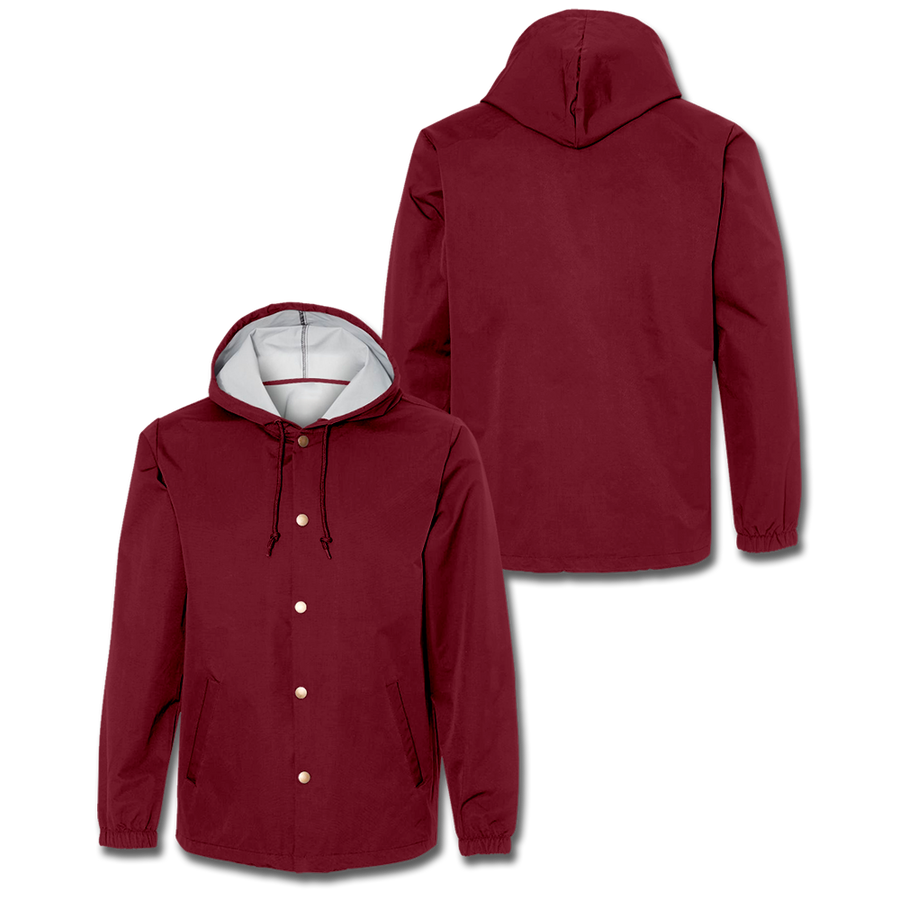 Custom Cardinal Hooded Coaches Jacket