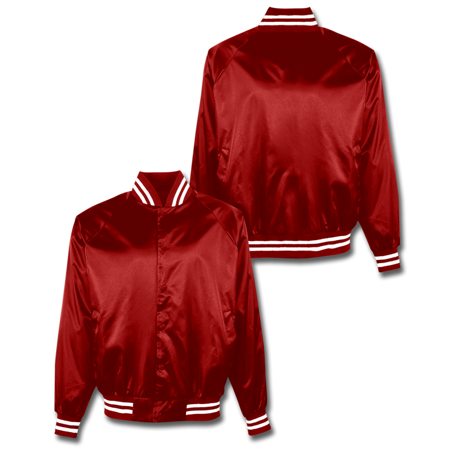 Custom Red Satin Bomber Jacket