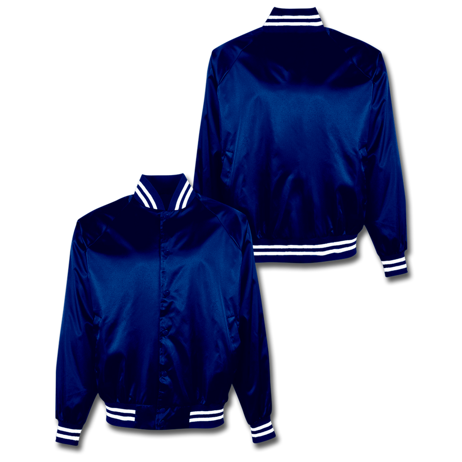 Custom Royal Blue Satin Bomber Jacket