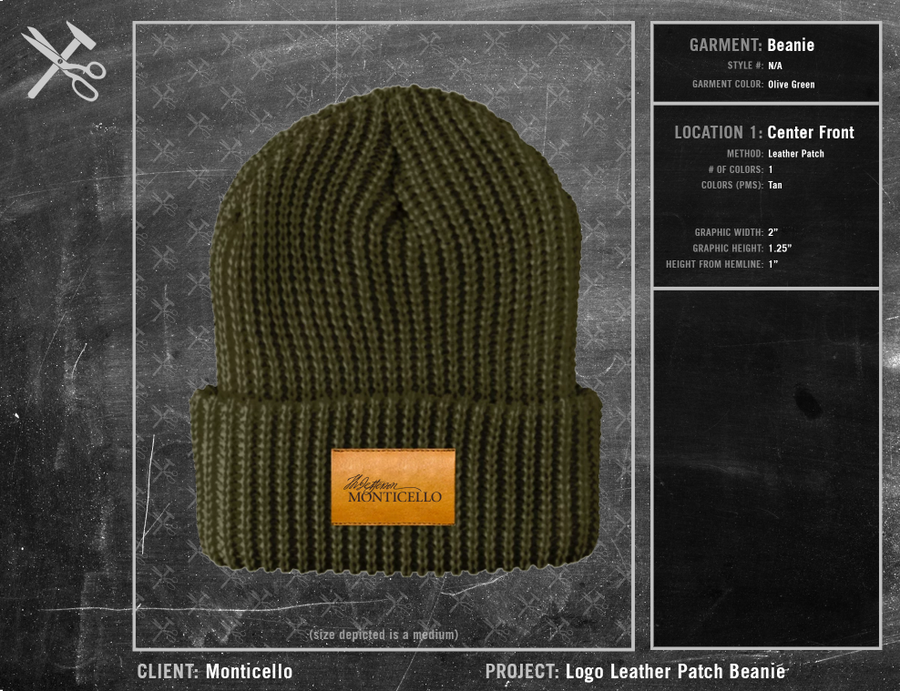Monticello Logo Leather Patch Beanie