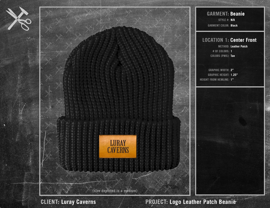 Luray Caverns Logo Leather Patch Beanie