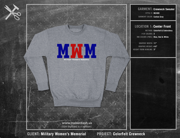 Military Womens Memorial ColorFelt Crewneck