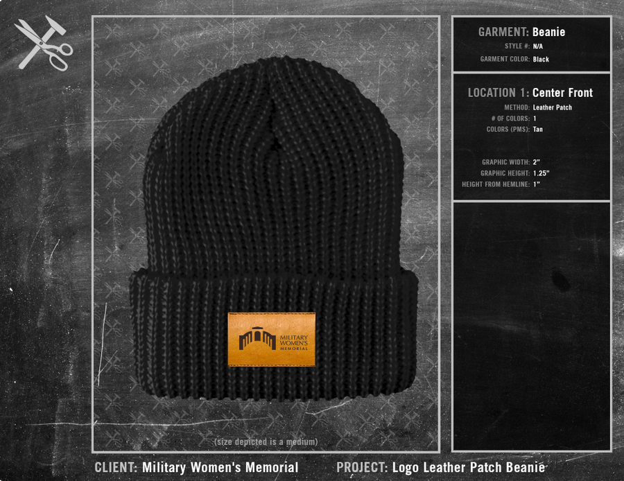 Military Womens Memorial Logo Leather Patch Beanie