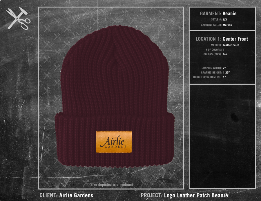 Airlie Gardens Logo Leather Patch Beanie